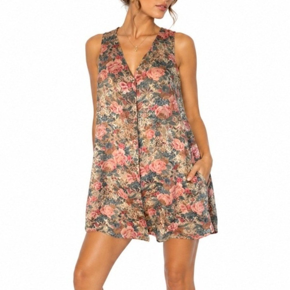Victorias Secret Chemise Womens S Pink Floral Gold Label Nightie Slip Dress Vtg